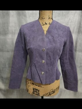 Posh Purple Suede Tailored Button Jacket